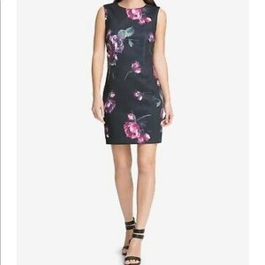 DKNY Women’s Black Floral Sleeveless Sheath Dress